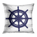 Axyaa Nautical Sailboat Anchor Blue Pillow Cover 40x40 Square Rudder Home Decoration