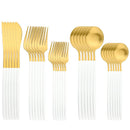 Axyaa 30-Piece Gold Stainless Steel Cutlery Set - Matte Flatware Silverware Kit