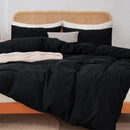Axyaa Solid Color Washed Cotton Duvet Cover Set with Pillow Case