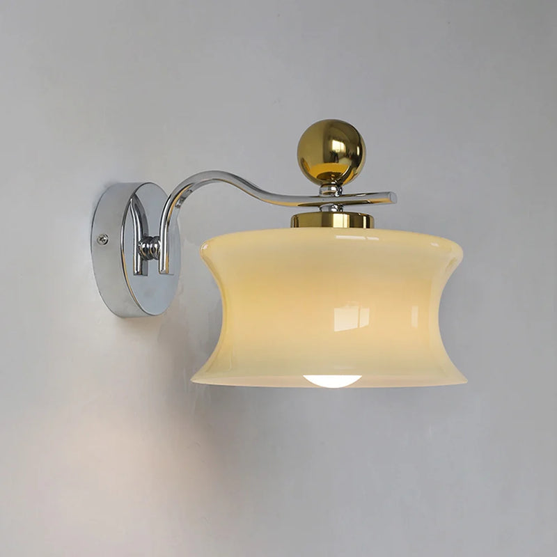 Axya Beige Glass Wall Lamp for Elegant Living Room Ambiance