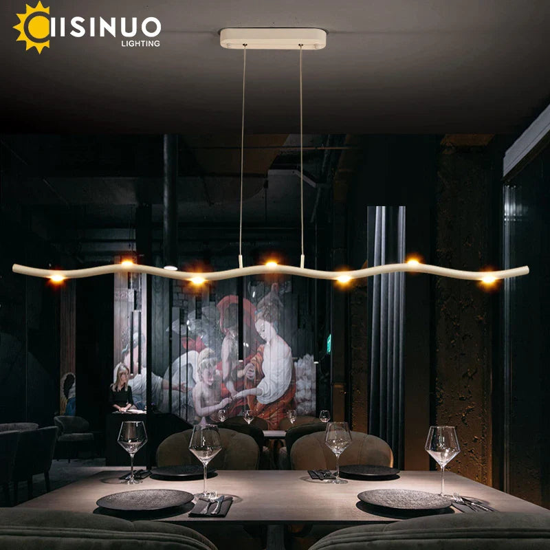Axyaa Wave Chandelier: Adjustable LED Pendant Light for Living Room and Office