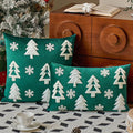 Axyaa Velvet Christmas Tree Cushion Cover, Embroidered Snowflakes, Home Decor