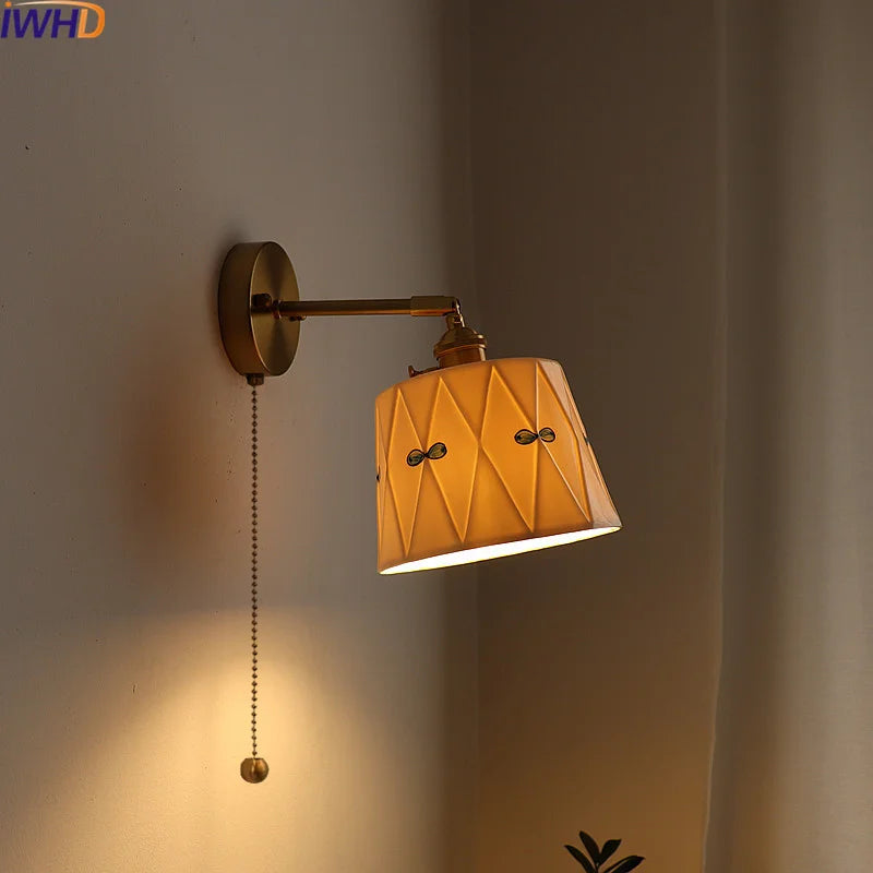 Axyaa Ceramic Copper LED Wall Sconce for Modern Living Room Bedroom Bar Mirror Light