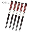 Axyaa Black Cherry Blossom Sushi Chopsticks Set - Pair of Natural Wooden Reusable Sticks.