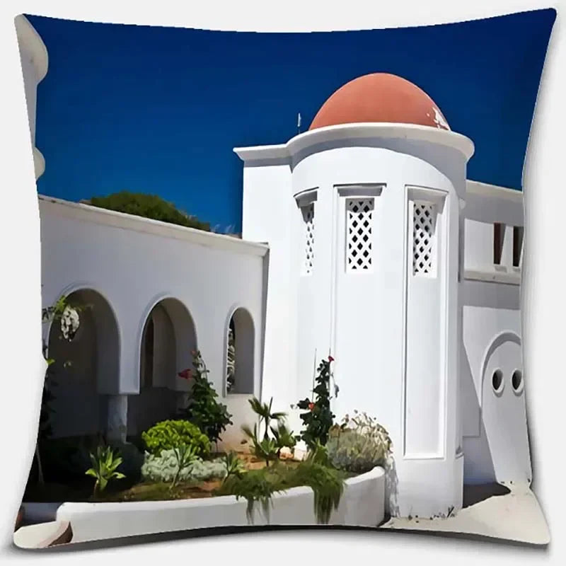 Axyaa Santorini Series Pattern Pillowcase Square Cushion Cover Home Sofa Decor