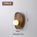 Wooden Wall Mounted Lamp with Glass Lampshade - Axyaa Vintage LED Light Fixture