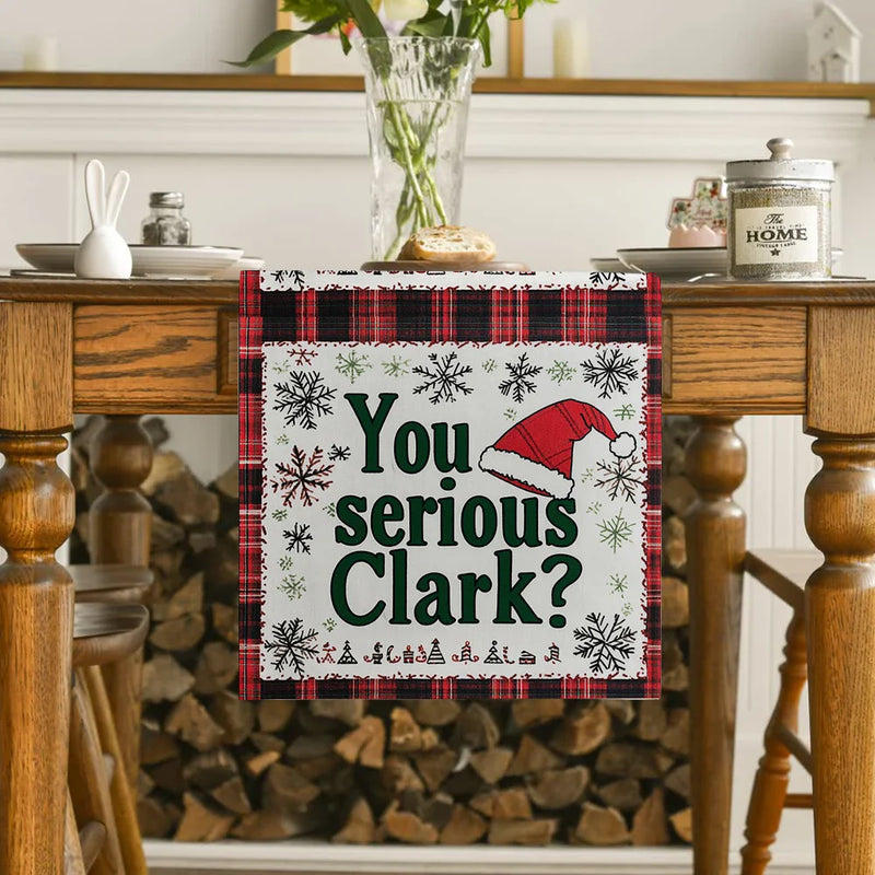 Axyaa Christmas Santa Hat Table Runner - Festive Kitchen Decor for Holiday Parties