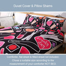 Axyaa Makeup Print Duvet Cover Set - All-Season Breathable Polyester Bedding