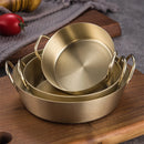 Axyaa Stainless Steel Double Handle Snack Plate & Sauce Bowl Kitchen Tableware