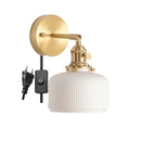 Axyaa Elk Ceramic Lampshade LED Wall Sconce, Nordic Modern Lighting for Bedroom, Bathroom