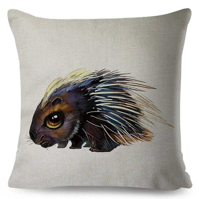 Axyaa Watercolor Animal Pillowcase - Cute Cartoon Design for Living Room Sofa