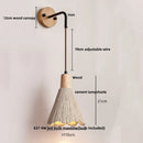 Axyaa Nordic LED Wall Sconce with Pull Chain and Wood Socket