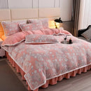 Axyaa High-End Jacquard Milk Fleece Winter 4-Piece Bed Set