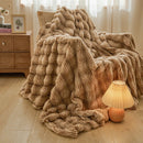 Axyaa Faux Rabbit Fur Blanket: Luxury Double Layer Plush Throw for Sofa Bed