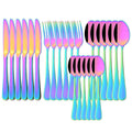 Axyaa 24-Piece Stainless Steel Rainbow Cutlery Set and Tableware