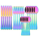 Axyaa 24-Piece Stainless Steel Rainbow Cutlery Set and Tableware