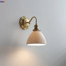 Axyaa Nordic Copper Ceramic LED Wall Sconce Light for Living Room and Bathroom