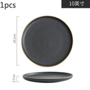 Axyaa Black Frosted Ceramic Steak Plates Set - Western Specialty Tableware