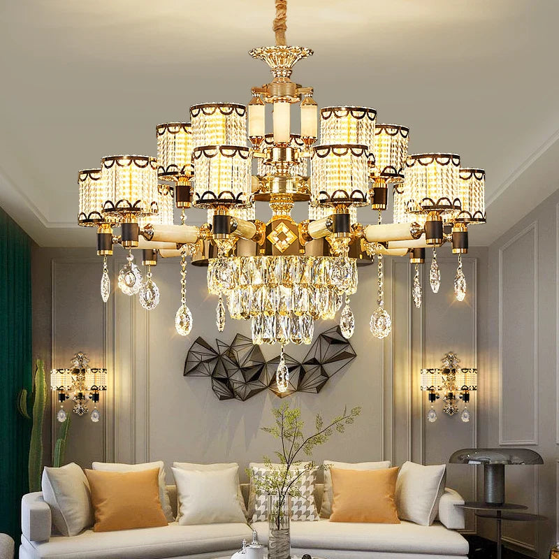 Luxury Crystal Chandelier by Axyaa - Elegant Home Decor Lighting for Living, Dining & Bedroom