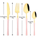 Axyaa 24Pcs Pink Gold Stainless Steel Cutlery Set - Western Flatware Tableware
