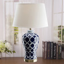 Axyaa Blue White Porcelain Chinese Retro Desk Lamp Modern Home Living Room Bedroom Lighting