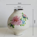 Axyaa Chinese Watercolor Graffiti Flower Vase | Handmade Retro Decorative Earthenware Jar