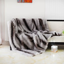 Axyaa Brown Stripe Faux Fur Throw Blanket - Luxuriously Soft and Cozy Fur Blanket