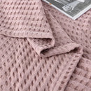 Axyaa Summer Waffle Plaid Cotton Bed Blanket in Green Pink