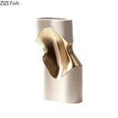 Axyaa Elegant Gold Waist Ceramic Vase for Modern Floral Decor