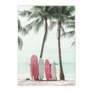 Beach Flamingo Canvas Wall Art by Axyaa - Sea Wave Starfish Shell, Palm Tree, Pineapple