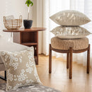 Axyaa Floral Dandelion Jacquard Chenille Cushion Cover, Beige Coffee, 18x18"