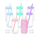 Axyaa Snow Globe Tumbler Cup with Straw - Reusable Double-Layer Water Cup
