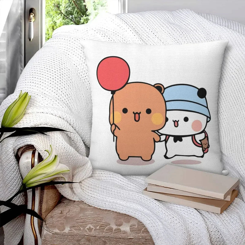 Axyaa Bear and Panda Bubu Dudu Balloon Pillowcase Polyester Creative Zip Home Cushion Cover