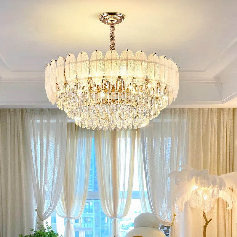 Axyaa Crystal Chandelier 2024: Modern French Style for Living Room, Dining Room & Bedroom