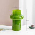 Axyaa Green Glass Vase Hydroponics Plant Pot for Table Decoration Aesthetic Floral Room Decor