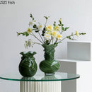 Axyaa Green Wave Glass Vase Desk Decoration Floral Room Decor Aesthetic Flower Pot