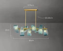 Axyaa Peacock Blue Glass Chandelier: Luxury Flower Design Pendant Lamp