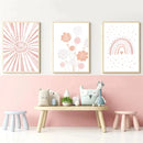Axyaa Cartoon Sun Rainbow Canvas Painting Poster Collection for Girls Room Decor