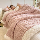 Axyaa Winter Warm Coral Fleece Jacquard Blanket