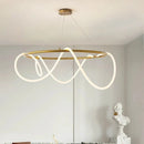 Axyaa Curve Pendant Chandelier for Dining & Living Room, LED Tube Ceiling Lamp