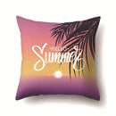 Axyaa Summer Coconut Tree Beach Sun Scene Pillow Cover 45x45cm