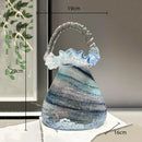 Axyaa Glass Craft Vase Basket Handbag Set | Home Decoration Floral Arrangement Accessory