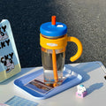 Axyaa 1100ML Straw Cup with Handle, Portable Leak-proof Water Bottle, Large Capacity
