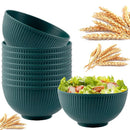 Axyaa Dark Green Wheat Straw Bowls Set - 10Pcs 5.9in Shatter Resistant Tableware Bowls