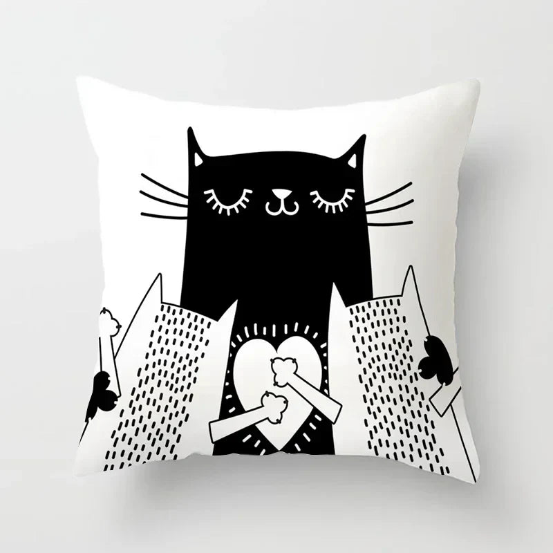 Axyaa Cat Sofa Pillow Cover - Cartoon Style Home Decor Pillowcase