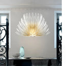 Axyaa Vintage Gold Murano Glass Chandelier with Floral Details