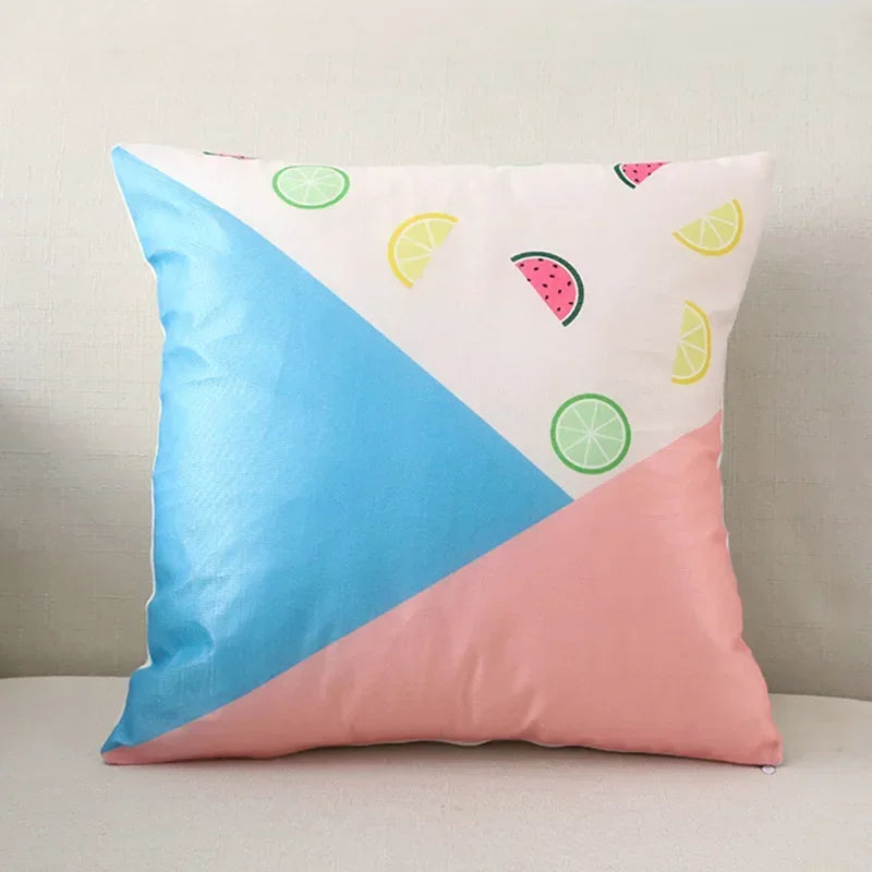 Nordic Cartoon Print Pillow Cover for Axyaa Square Cushion Sofa Decor
