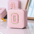 Axyaa Sequin Letter Jewelry Box with Mirror - Cute Portable Organizer Gift