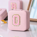 Axyaa Sequin Letter Jewelry Box with Mirror - Cute Portable Organizer Gift