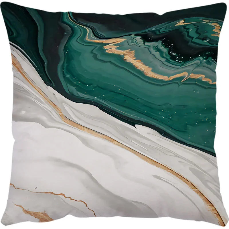 Luxurious Green Marble Texture Pillowcase Set for Home Decoration by Axyaa